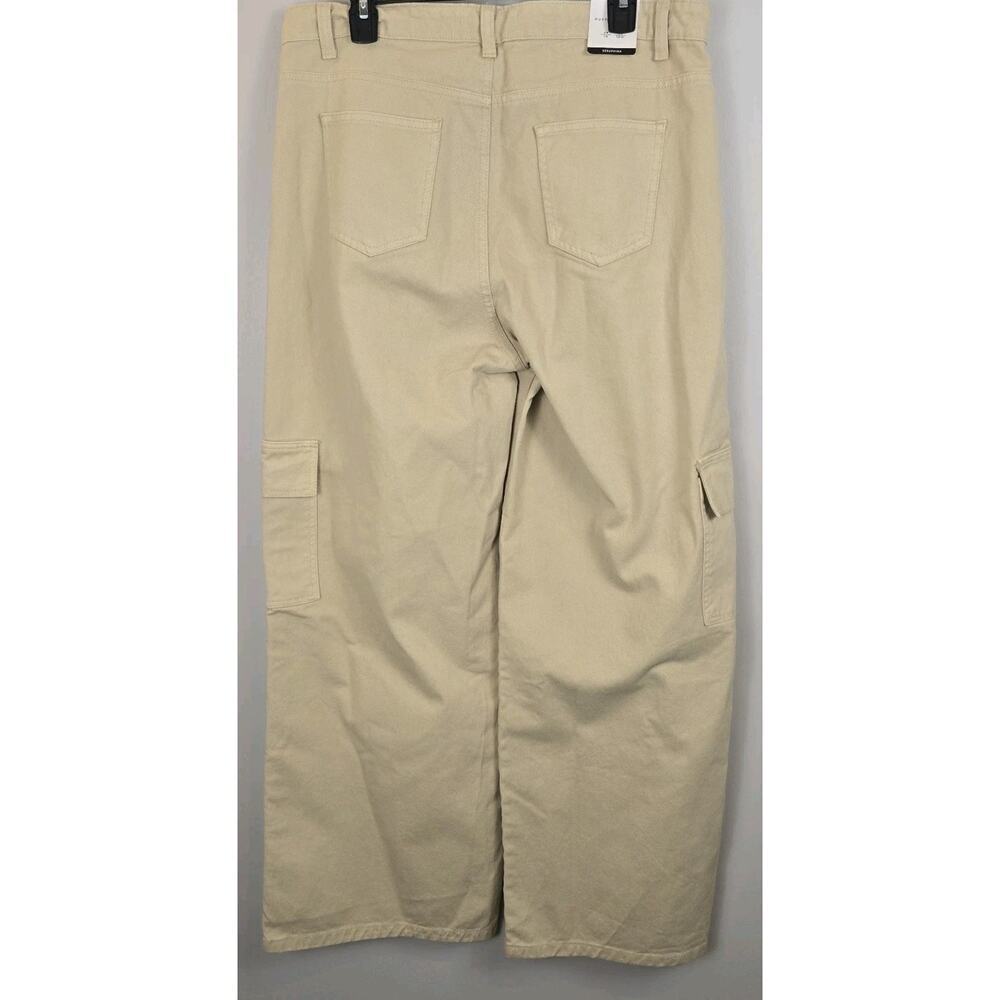 Wide Leg Pocket Cargo Pants HUSTLE N HOLLA NWT Beige US 12/31 UK 16 Skater Punk - Picture 4 of 9